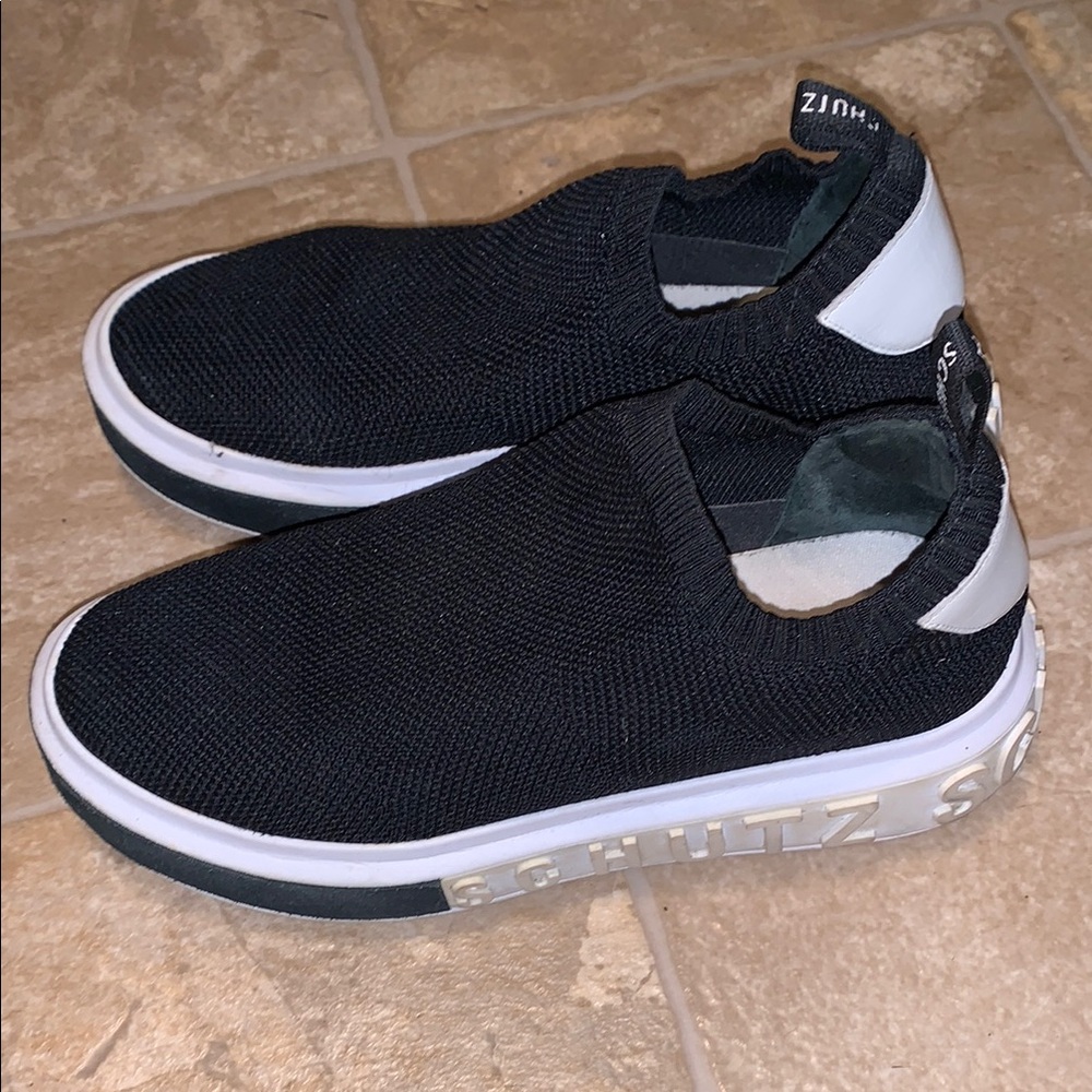 Schutz Lily Black Slip-On Shoes
